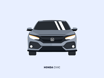 Honda Civic 2018 art branding car car booking civic design drawing flat honda icon illustration line line art logo vector