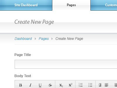 Client Side - Creating New Page breadcrumb cms interface navigation