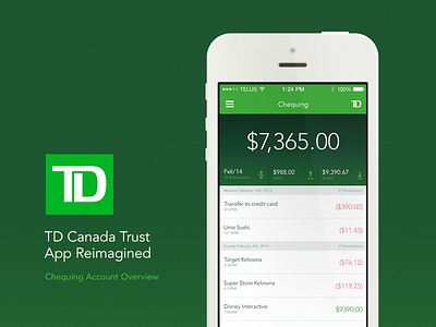 TD iOS App Redesign accounts app app psd banking checking credit debit free download freebie interface money psd