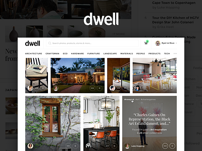 Spec work for Dwell Magazine community design editorial homepage spec work