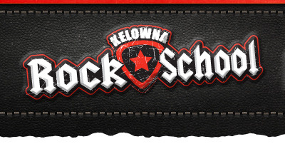 Kelowna Rock School Header leather logo treatment main navigation stitching texture