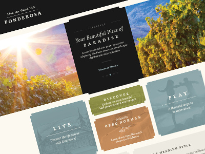 Ponderosa Homepage call out feature homepage images slider thumbnails typography