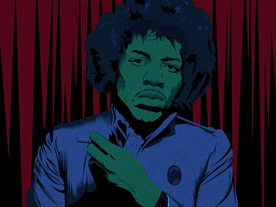 Jimi Hendrix blue cartoon color design film poster graphic design green illustration inspiration inspire music retro rock sketch vector vintage