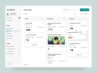 Project Management Dashboard application dashboard design figma fireart kanban management ui uxui web design webdesign website