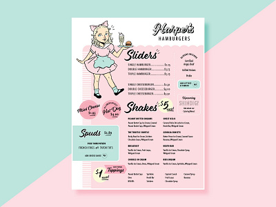 Harper's Hamburgers Menu Design