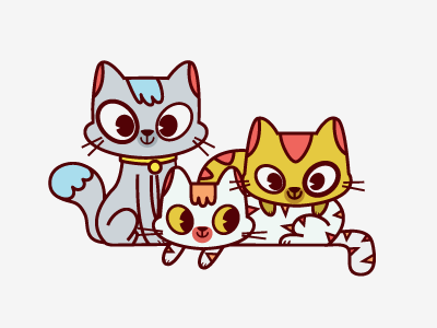 3 cats illustration vectors