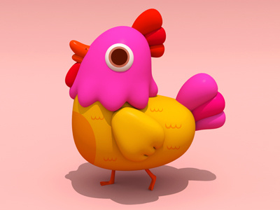 gallina 3d character hen illustration maya modo