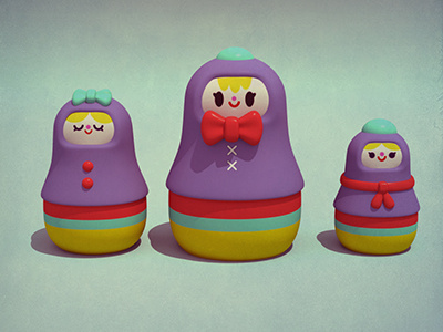matryoshka dolls 3d character cute illustration matryoshka maya modo