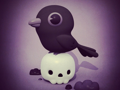 Raven 3d cecymeade cute drawlloween maya modo raven skull