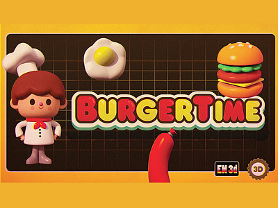 Burger time 3d burgertime character design food games illustration