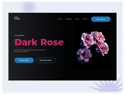 Dark Rose Landing Page design figma figmadesign flower landingpage ui uidesign ux uxdesign webdesign website