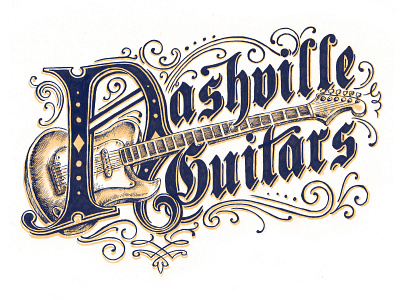 Nashville Guitars design hand drawn hand lettering illustration logo typography vintage