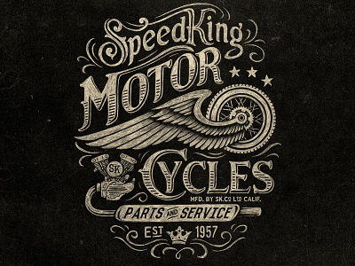 Speed Kings design hand drawn hand lettering illustration logo motorcycles typography vintage