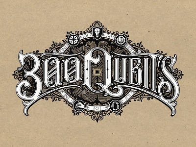 300 Qubits design hand drawn hand lettering illustration logo typography vintage