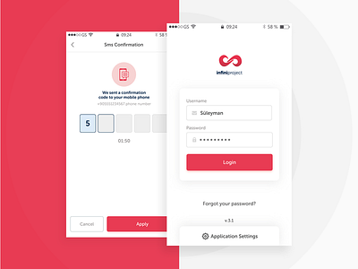 Login and SMS Page app login login form mobile page sms ui ux