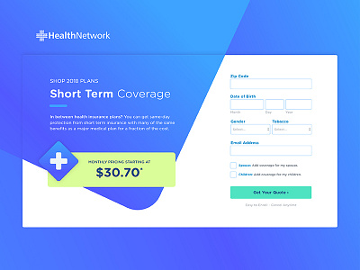 Health Insurance Lander form health health insurance healthcare icons landing page medical ui website