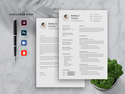 Resume Template & Letter Cover Word/Docx clean creative cv doc docx infographic job manager microsoft minimalist modern professional resume template word