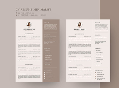 Minimalist CV Resume Template clean creative cv doc docx infographic job manager microsoft minimalist modern professional resume template word