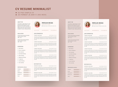 Girly CV Resume Template clean creative cv doc docx infographic job manager microsoft minimalist modern professional resume template word