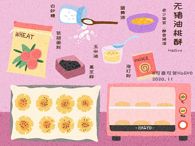 A group of homemade food illustrations 4 flat food illustration noise ps texture