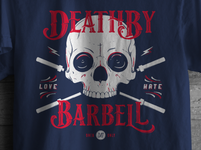 Death By Barbell V3... barbell crossfit hate lightning love skull