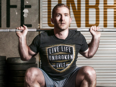 Live Life Unbroken Shield T-Shirt crossfit shield strength unbroken weightlifting weights