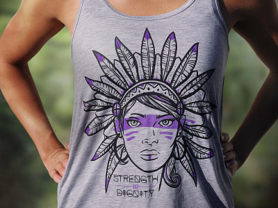 Native Flowy Tank Final Product Shot barbell feather head dress illustration indian lettering native t shirt weightlifting woman