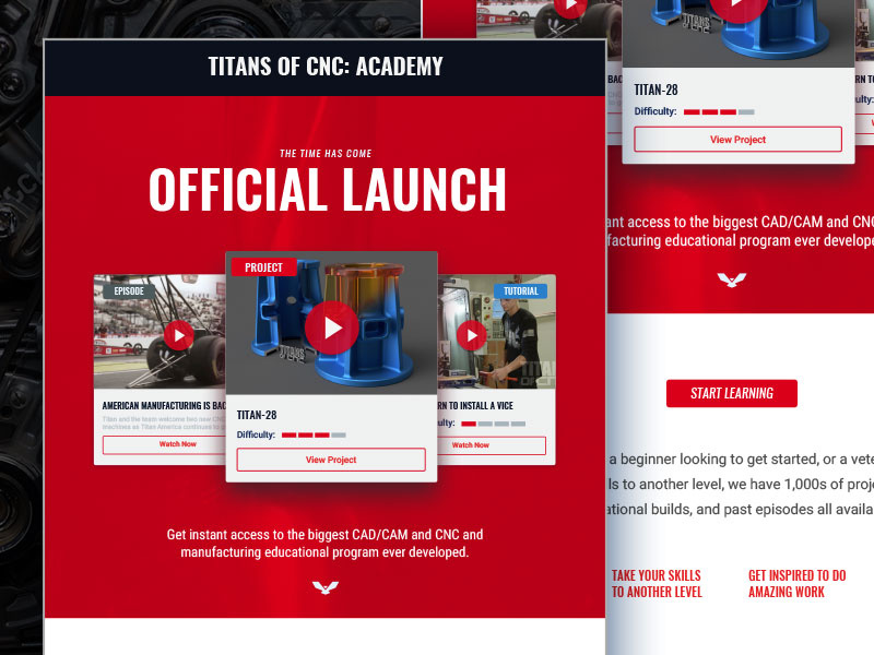Website Launch Email education cards tiles design layout manufacturing cnc email