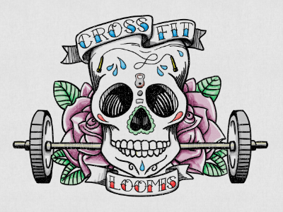 Crossfit Skull illustration lettering skull tattoo weightlifting