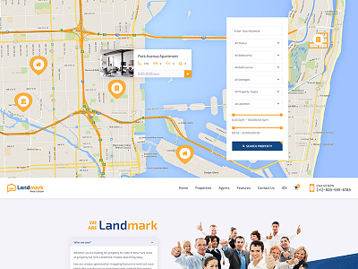 Landmark - Home Map Vertical agent business map property listing portal psd template real estate web design