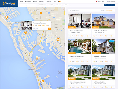 Landmark - Home Half Map agent business map property listing portal psd template real estate web design