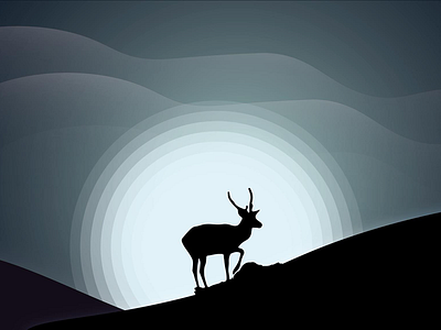 Solitude adobe illustrator alone artwork deer digital art illustration minimalism vector