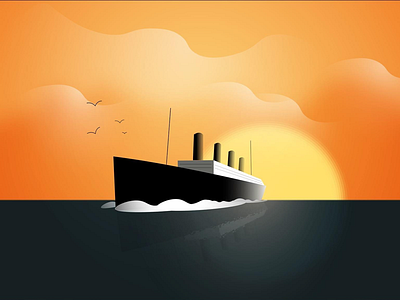 The Last Voyage adobe illuatrator art artwork digital art minimal minimalism titanic vector