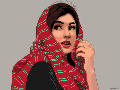 Gleeful adobe adobe illustrator art artwork beautiful colorful digital art drawing dribbble eastern girl happy illustration minimalism realistic scarf vector woman woman portrait