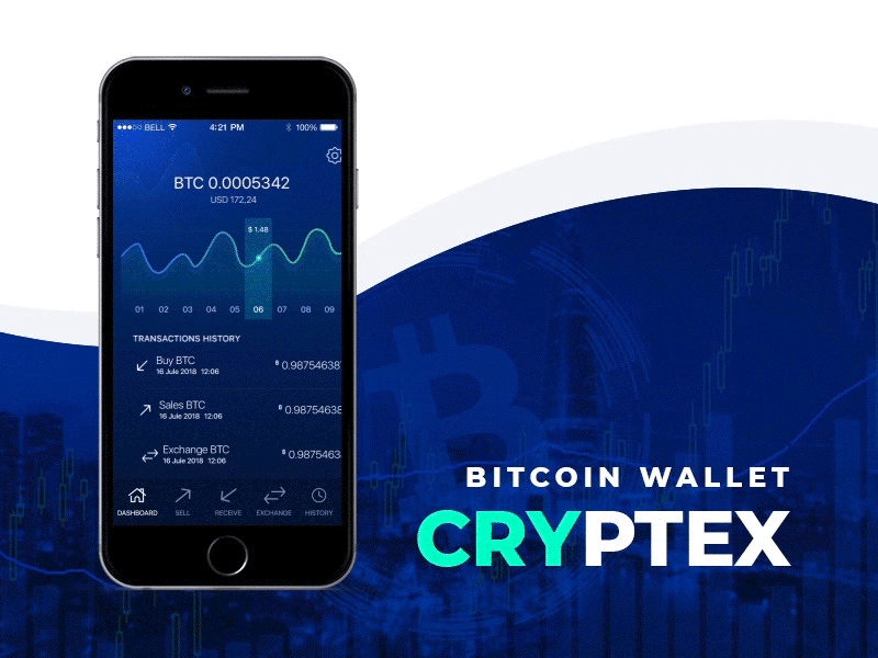 Crypto Bitcoin Wallet App IOS app application bitcon blockchain crypto cryptocurrency design uiux