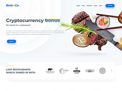 Design for Cryptocurrency Restaurant Marketplace Best&Co bitcoin clean crypto cryptocurrency design ethereum illustation landing page ripple ui ux