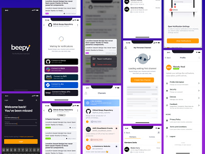 Beepy - The Notification Assistant - Mobil App UI android app design ios iphone minimalist notification product design settings ui user interface ux