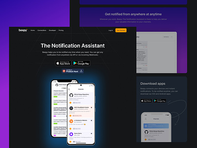 Beepy - The Notification Assistant - Landing Page app branding design desing figma graphic design landing minimal page produc ui web