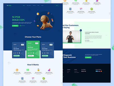 Dogecoin Landing Page 3d 999watt bitcoin clean crypto crypto currency dog future futurewap illustration landing page nft ui ux wallet web design website