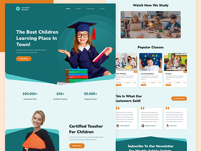 Kid Education Web Design. children e learning education education landing page header header design header ui kid education kids website landing page learning website online education students teacher trend 2021 ui uiux design web design web ui website design