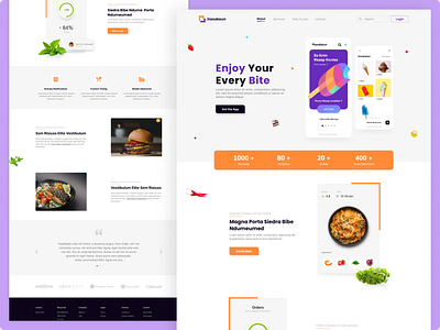 Food & Ice cream Ordering Landing Page burger chef delivery service eating food food delivering health ice cream icons logo marketing page app landing meal order pizza restaurant shipping snacks ui uiux web design