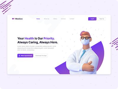 Medical Healthcare service web Design branding clean clinic consult doctor doctor appointment health healthcare hero header hospital landing page medical p appointment booking patient ui ux web design