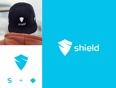 Shield logo concept blue branding brandmark caps clothing brand clothing brand logo design flat hats icon logo logodesign vector