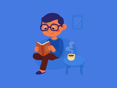 Relax book coffee illustration read relax vector