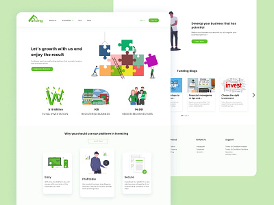 Crowdfunding Platform Website - Home Page UI branding business clean ui invest investment minimal money typography ui ux web website
