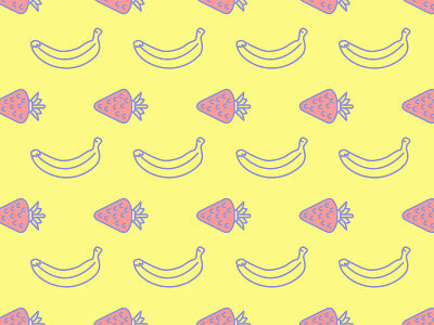 Bananas and Strawberries fruit illustration micahburger pattern vector