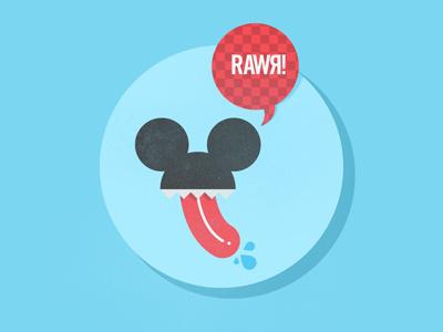 Rawr - Desktop wallpaper blue ears illustration micahburger mouse ears rawr talk bubble tounge
