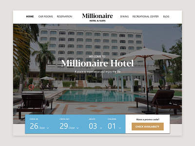 Millionaire Hotel and Suits booking app hotel app hotel booking reservation ui uiux web design webdesign