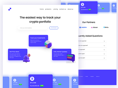 Crypto portfolio and alert landing page