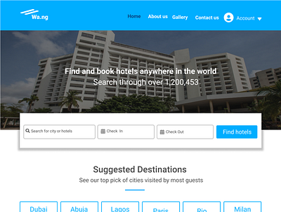 Hotel booking landing page design figma illustration ui